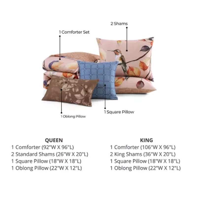 Bebejan Peachy Dogwood 5-pc. Midweight Reversible Comforter Set