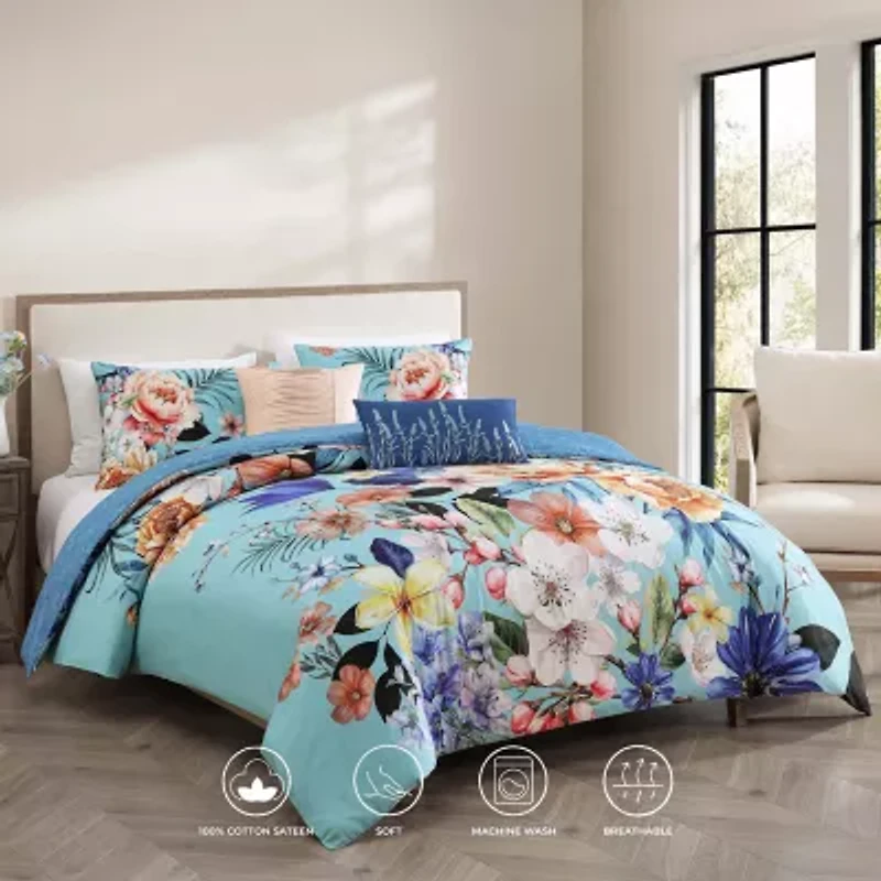 Bebejan Turquoise Reverie 5-pc. Reversible Comforter Set