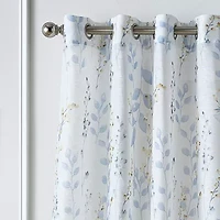 Martha Stewart Spring Blooms Grommet Top Sheer Single Curtain Panel