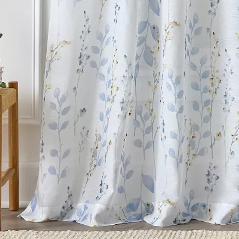 Martha Stewart Spring Blooms Grommet Top Sheer Single Curtain Panel
