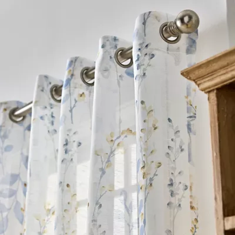 Martha Stewart Spring Blooms Grommet Top Sheer Single Curtain Panel