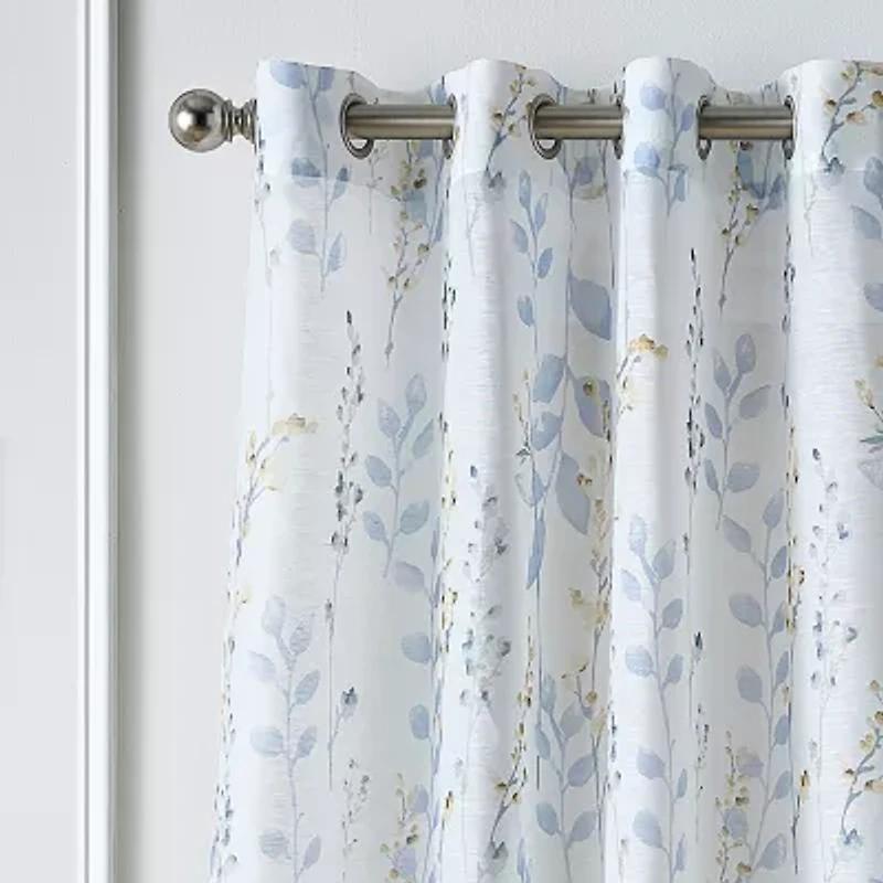 Martha Stewart Spring Blooms Grommet Top Sheer Single Curtain Panel