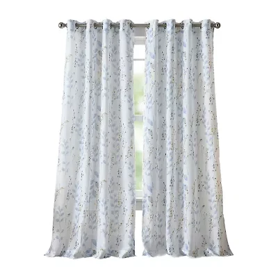 Martha Stewart Spring Blooms Grommet Top Sheer Single Curtain Panel