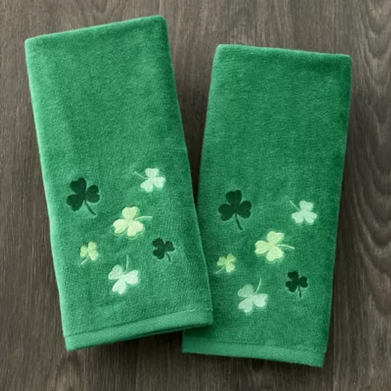 Saturday Knight Tossed Shamrocks 2-pc. Hand Towel