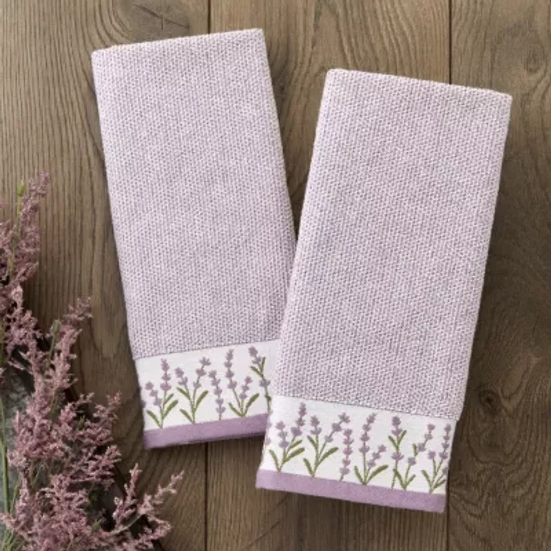 Saturday Knight Lavender Border 2-pc. Floral Hand Towel