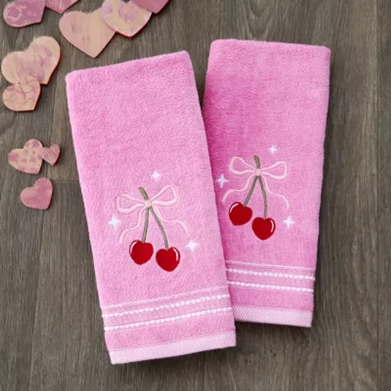 Saturday Knight Cherry Hearts 2-pc. Hand Towel