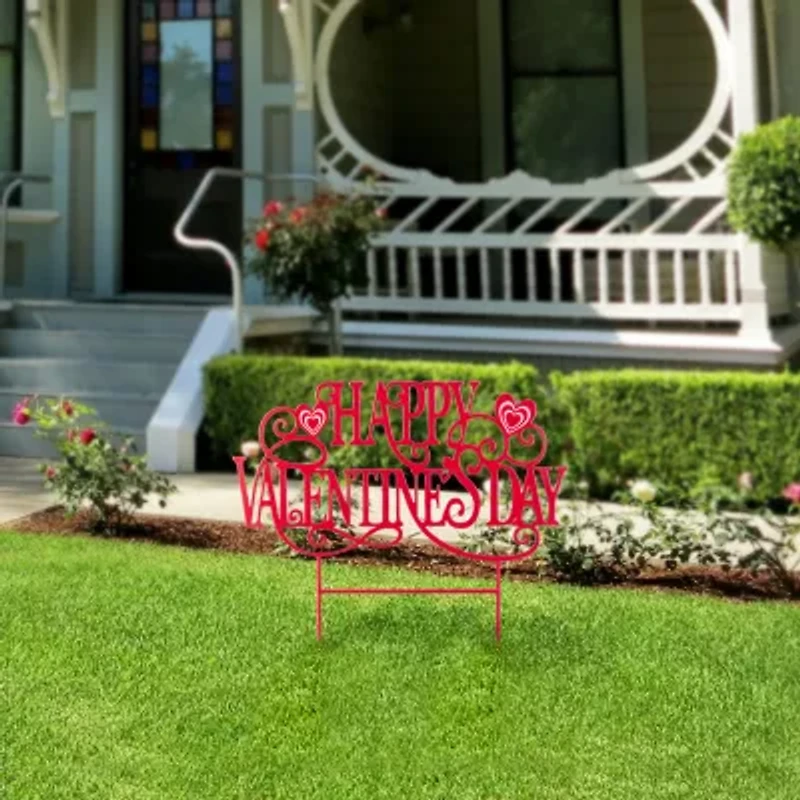 Glitzhome 24" Metal Happy Day Stake Valentines Day Yard Art