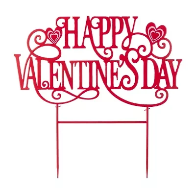 Glitzhome 24" Metal Happy Day Stake Valentines Day Yard Art
