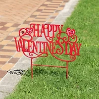 Glitzhome 24" Metal Happy Day Stake Valentines Day Yard Art