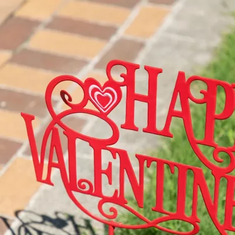 Glitzhome 24" Metal Happy Day Stake Valentines Day Yard Art