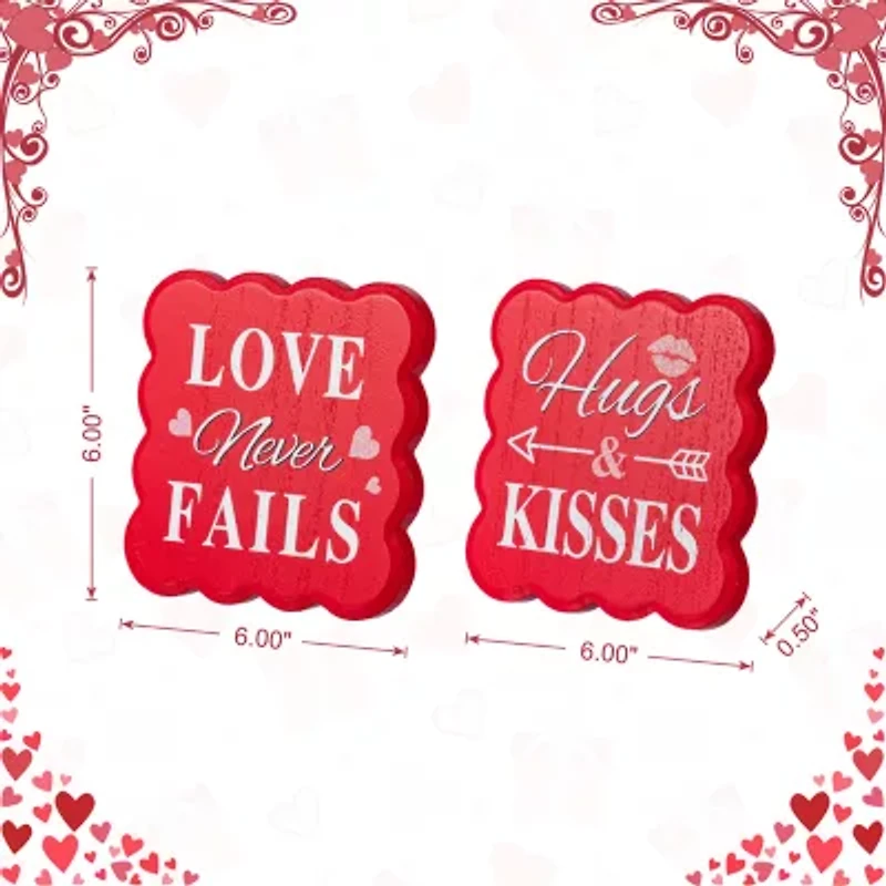 Glitzhome 6" Wooden Valentines Day Tabletop Decor