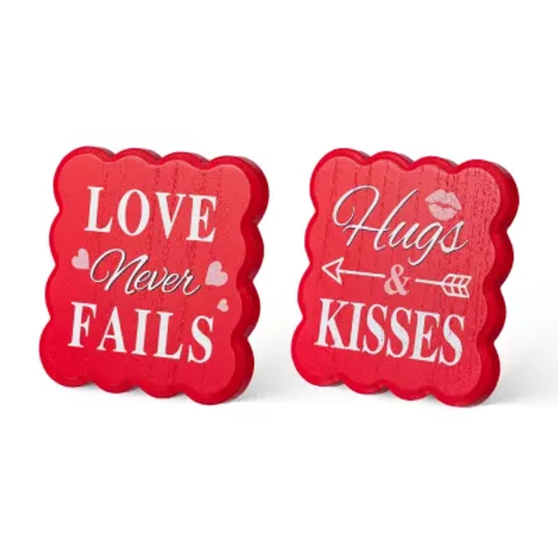 Glitzhome 6" Wooden Valentines Day Tabletop Decor