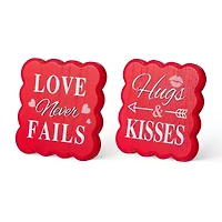 Glitzhome 6" Wooden Valentines Day Tabletop Decor