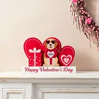Glitzhome 12" Wooden Block Valentines Day Tabletop Decor