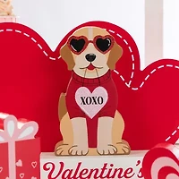 Glitzhome 12" Wooden Block Valentines Day Tabletop Decor