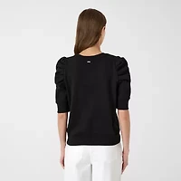 RM Rebecca Minkoff Womens Crew Neck Elbow Sleeve Sweatshirt
