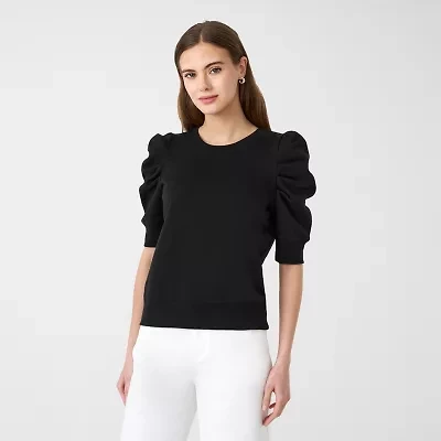 RM Rebecca Minkoff Womens Crew Neck Elbow Sleeve Sweatshirt