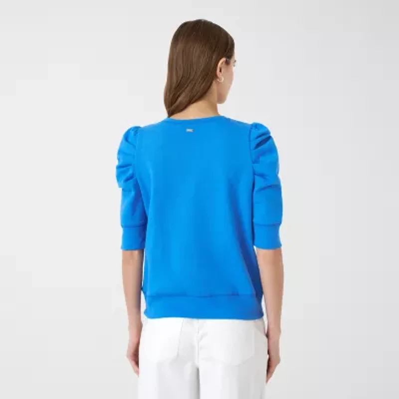 RM Rebecca Minkoff Womens Crew Neck Elbow Sleeve Sweatshirt
