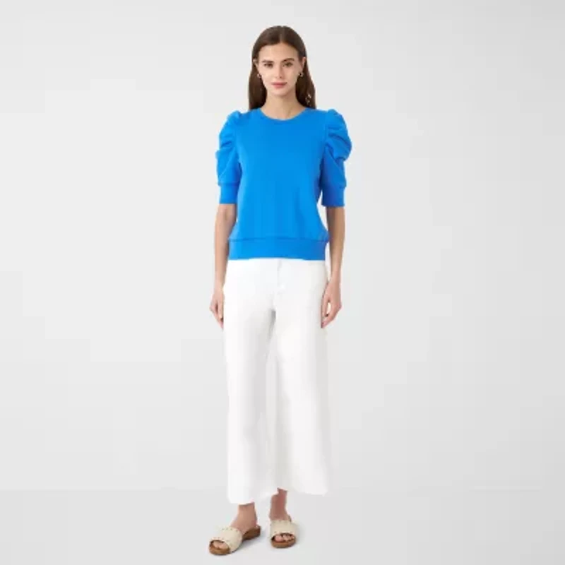 RM Rebecca Minkoff Womens Crew Neck Elbow Sleeve Sweatshirt