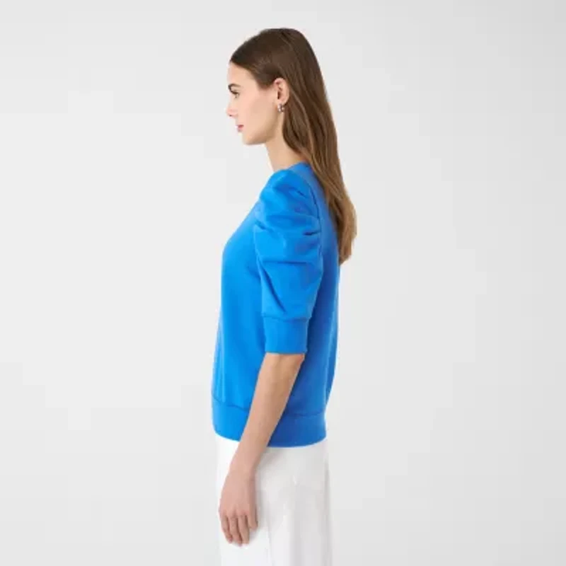 RM Rebecca Minkoff Womens Crew Neck Elbow Sleeve Sweatshirt