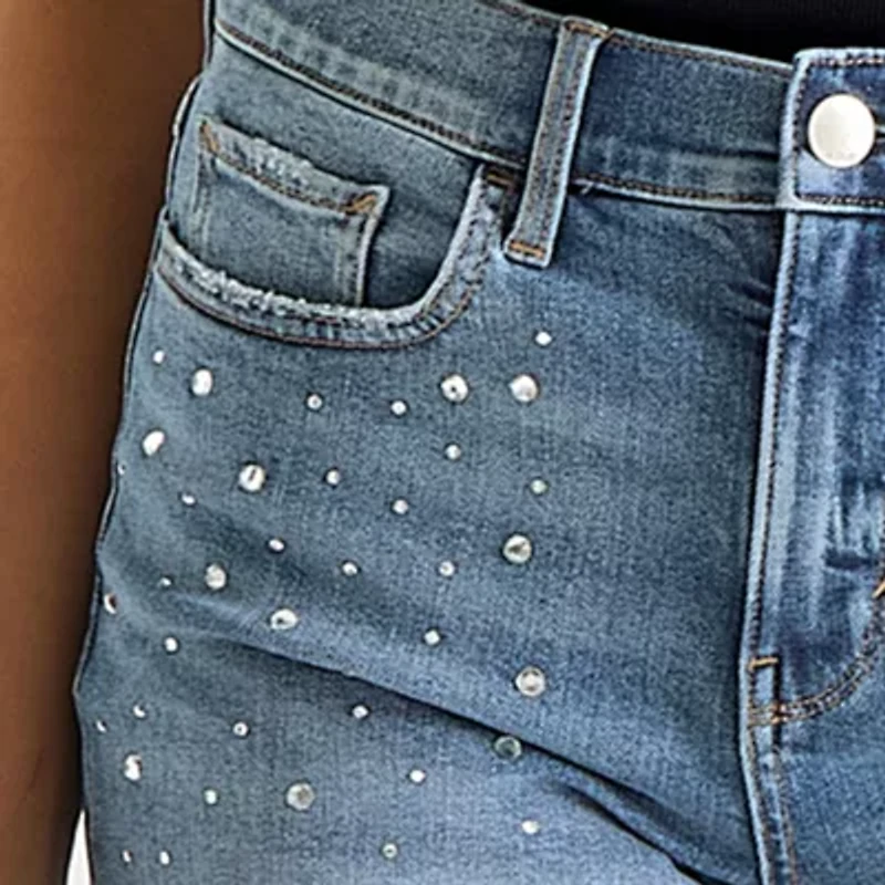 a.n.a Embellished Womens High Rise 5" Denim Short