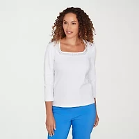 Hearts Of Palm Square Neck With Heat Set Womens 3/4 Sleeve T-Shirt