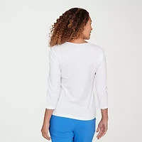 Hearts Of Palm Square Neck With Heat Set Womens 3/4 Sleeve T-Shirt