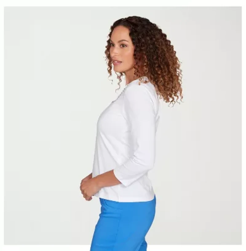 Hearts Of Palm Square Neck With Heat Set Womens 3/4 Sleeve T-Shirt