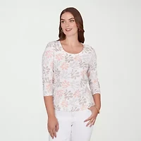 Hearts Of Palm Leaf Scoop Neck Womens 3/4 Sleeve T-Shirt