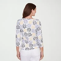 Hearts Of Palm Leaf V-Neck Womens V Neck 3/4 Sleeve T-Shirt