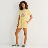 Peanuts Baby Tee Womens Juniors Crew Neck Short Sleeve Graphic T-Shirt