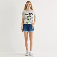 Bluey Boyfriend Tee Womens Juniors Crew Neck Short Sleeve Graphic T-Shirt