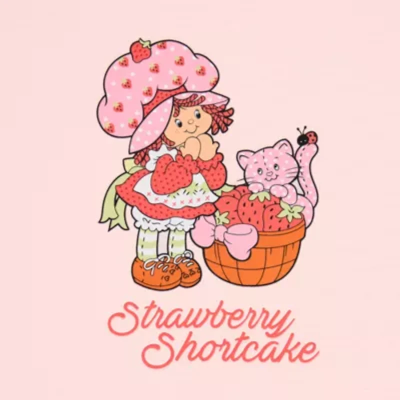 Womens Juniors Crew Neck Short Sleeve Strawberry Shortcake Graphic T-Shirt