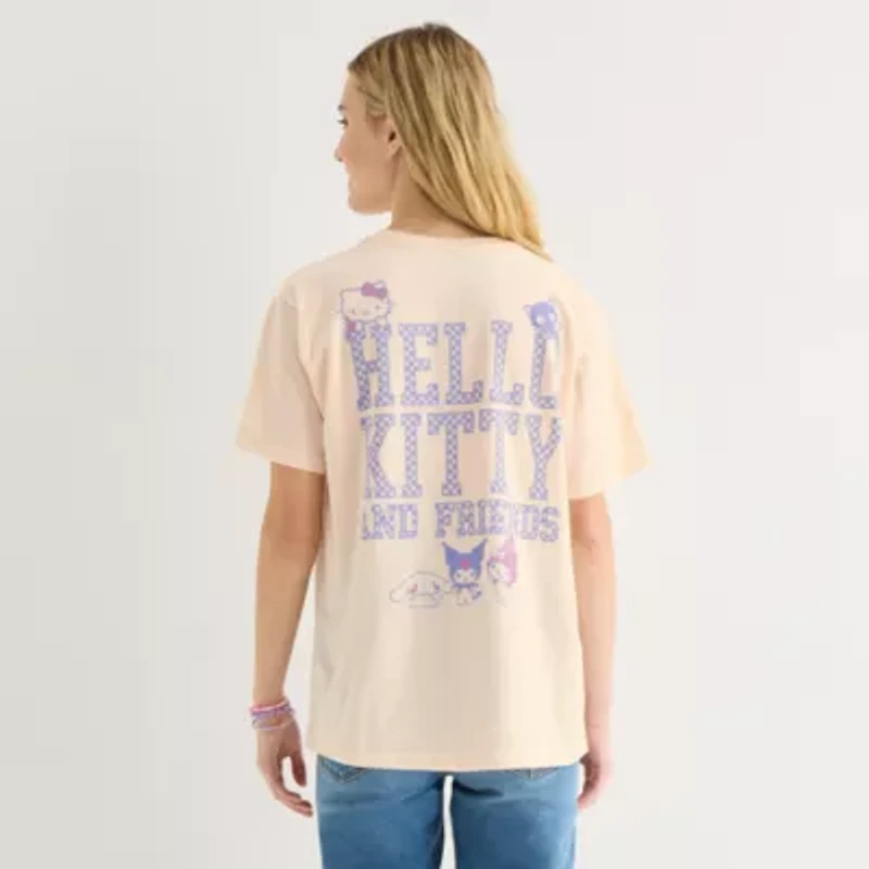 Womens Juniors Crew Neck Short Sleeve Regular Fit Hello Kitty Graphic T-Shirt