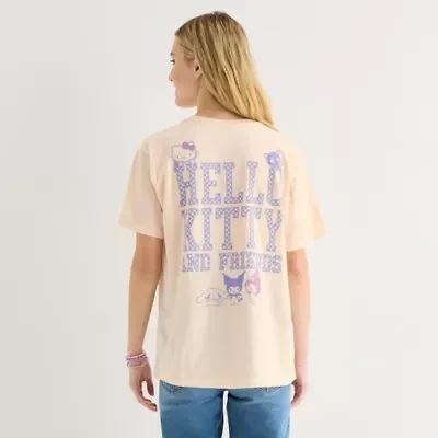 Womens Juniors Crew Neck Short Sleeve Hello Kitty Graphic T-Shirt