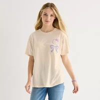 Womens Juniors Crew Neck Short Sleeve Regular Fit Hello Kitty Graphic T-Shirt