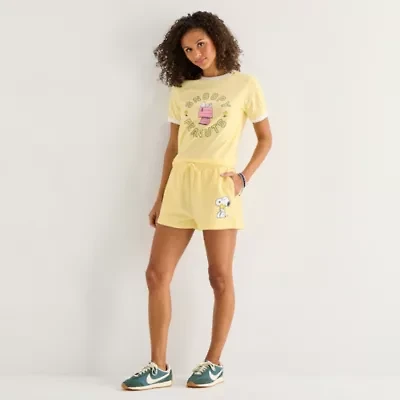 Peanuts Short Womens High Rise Juniors Pull-On