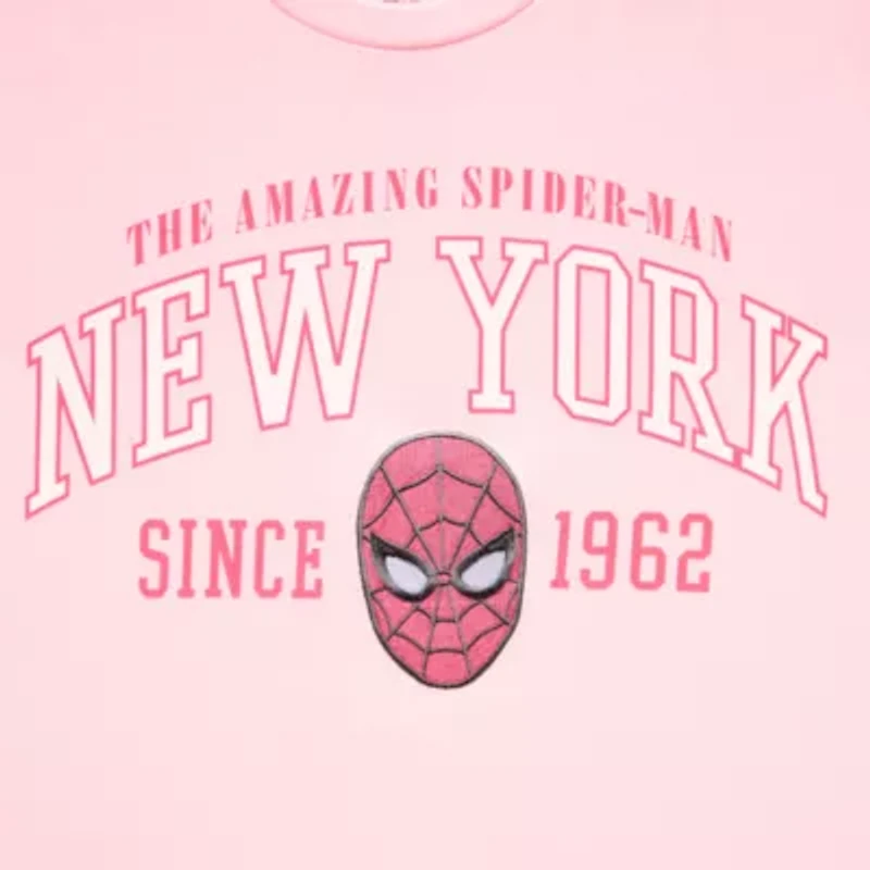 Spiderman New York Boyfriend Tee Womens Juniors Crew Neck Short Sleeve Graphic T-Shirt