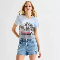 Car Baby Tee Womens Juniors Crew Neck Short Sleeve Fitted Graphic T-Shirt