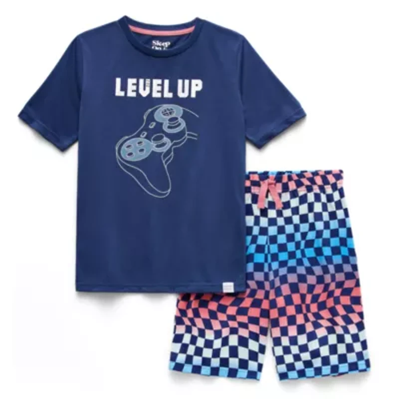 Sleep On It Little & Big Kid Boys Crew Neck Short Sleeve 2-pc. Pajama Set