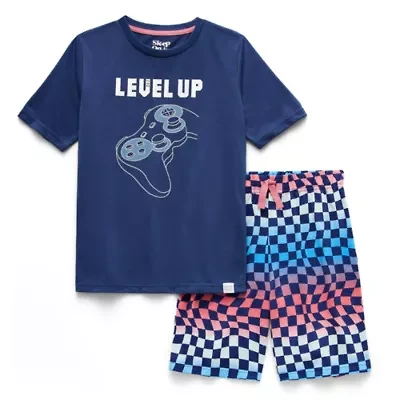 Sleep On It Little & Big Kid Boys Crew Neck Short Sleeve 2-pc. Pajama Set