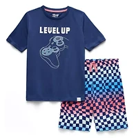 Sleep On It Little & Big Kid Boys Crew Neck Short Sleeve 2-pc. Pajama Set