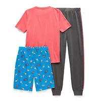 Sleep On It Little & Big Kid Boys Crew Neck Short Sleeve 3-pc. Pajama Sets