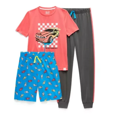 Sleep On It Little & Big Kid Boys Crew Neck Short Sleeve 3-pc. Pajama Sets