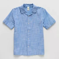 Thereabouts Little & Big Kid Boys Short Sleeve Regular Fit Button-Down Shirt
