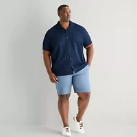 Shaquille O'Neal XLG™ Jacquard Mens Short Sleeve Regular Fit Big and Tall Button-Down Shirt