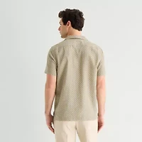 J. Ferrar Linen Blend Mens Short Sleeve Camp Shirt