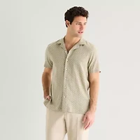 J. Ferrar Linen Blend Mens Short Sleeve Camp Shirt