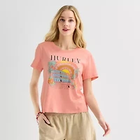 Hurley Womens Juniors Crew Neck Short Sleeve Regular Fit Graphic T-Shirt