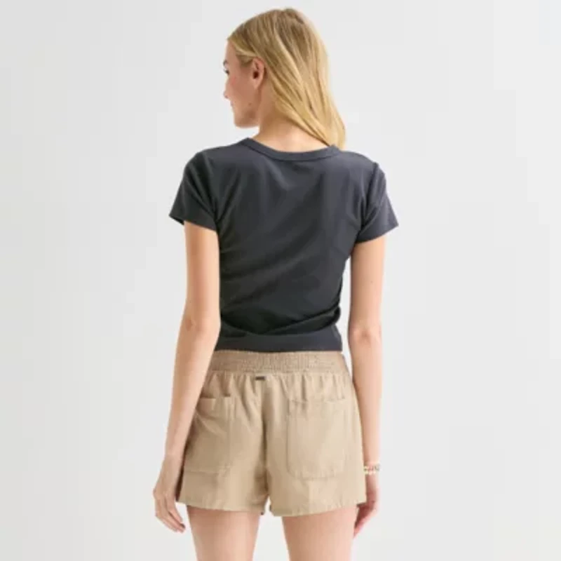 Hurley Womens Juniors Crew Neck Short Sleeve Fitted Graphic T-Shirt